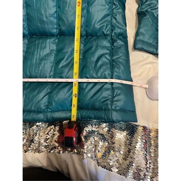 The north face shiny teal blue green 600M down hooded jacket/coat parka XS - Picture 8 of 12